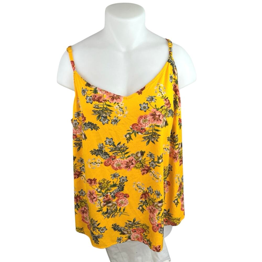 Torrid Yellow Orange Floral Tropical Sleeveless V Neck Cami Tank Top Size 4